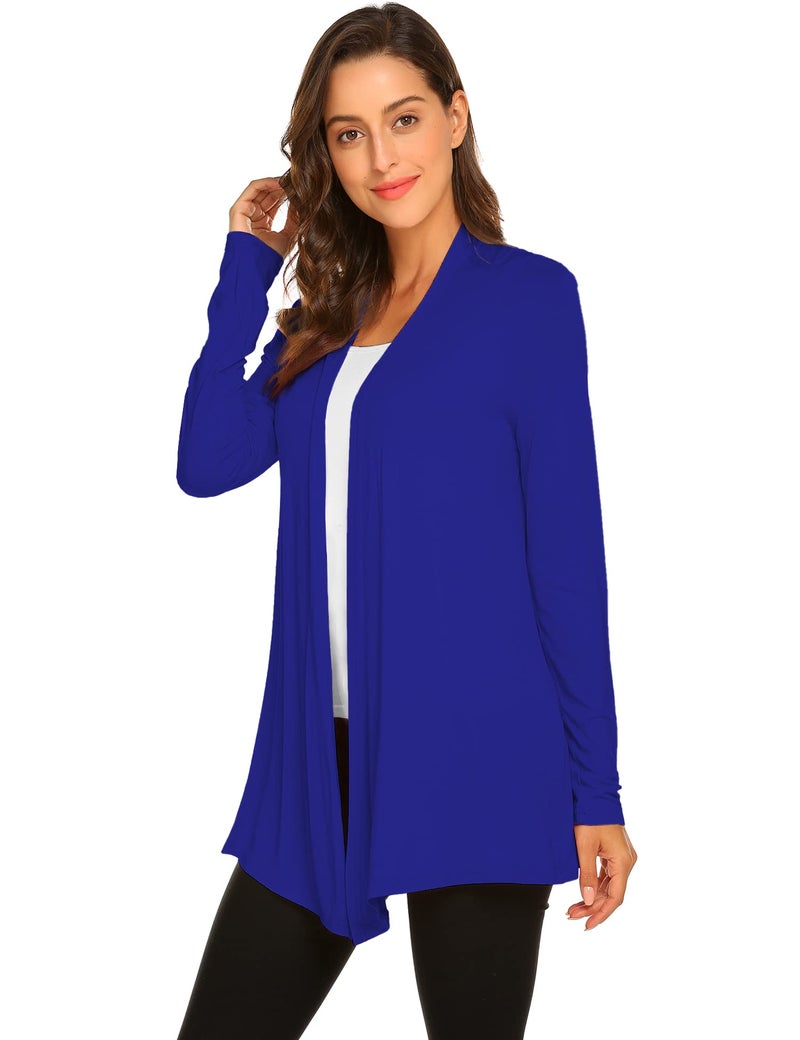 Newchoice Women's Soft Drape Open Front Cardigans Loose Casual Lightweight Long Sleeve Cardigan Sweaters All Seasons (Royal Blue, L) - Image 4